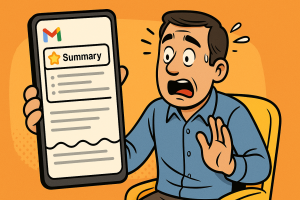 Gmail mobile app displaying AI-generated email summary using Gemini